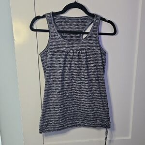 Athleta Fitted Ruched Gray and White Tank Top Size S